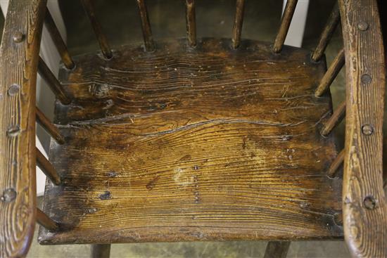 A 19th century Welsh primitive ash and elm armchair, W.63cm, D.50cm, H.88cm